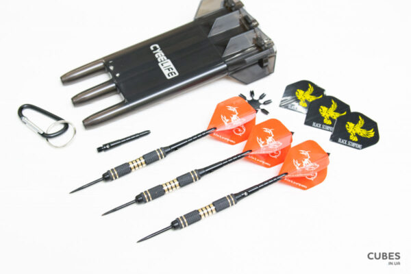 brass-darts-3pcs-2026-2 Дротики для дартсу з латуні 23г з боксом (3шт. + запчастини)