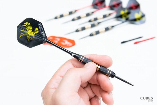 brass-darts-6pcs-2026-3 Дротики для дартс з латуні 23г набір 6 шт + запчастини